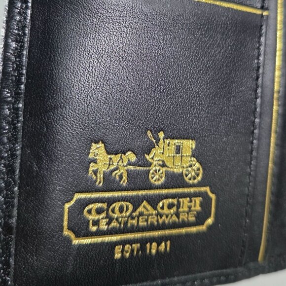 Coach Address Book Wallet card holder black pebbled leather Turnlock Closure - Picture 5 of 7